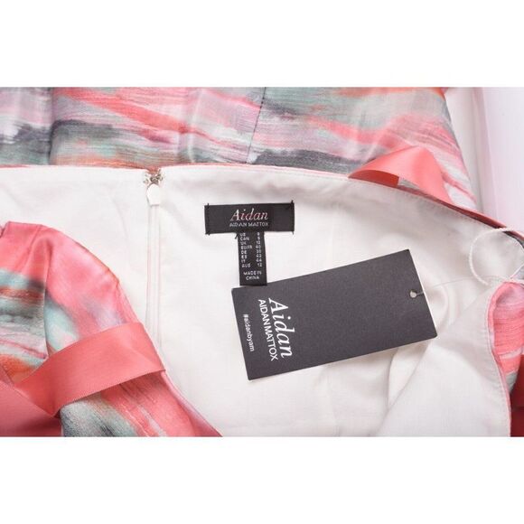 Aidan Mattox Womens Burnout Maxi Dress Gown High Low Sz 8 Pink Green NWT - Picture 8 of 8